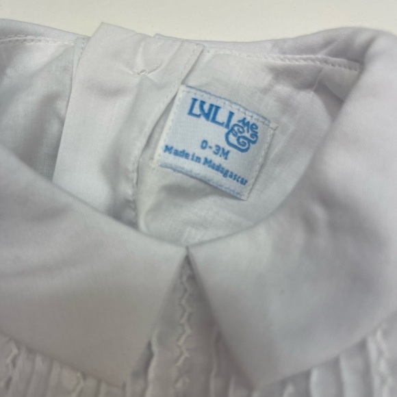 NWT Luli and Me White Hand Embroidered Boy Collar Bubble - Picture 6 of 7